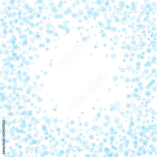 Christmas background with swirling snowflakes. Snowfall texture for Christmas or New Year greeting card, banner. Vector illustration