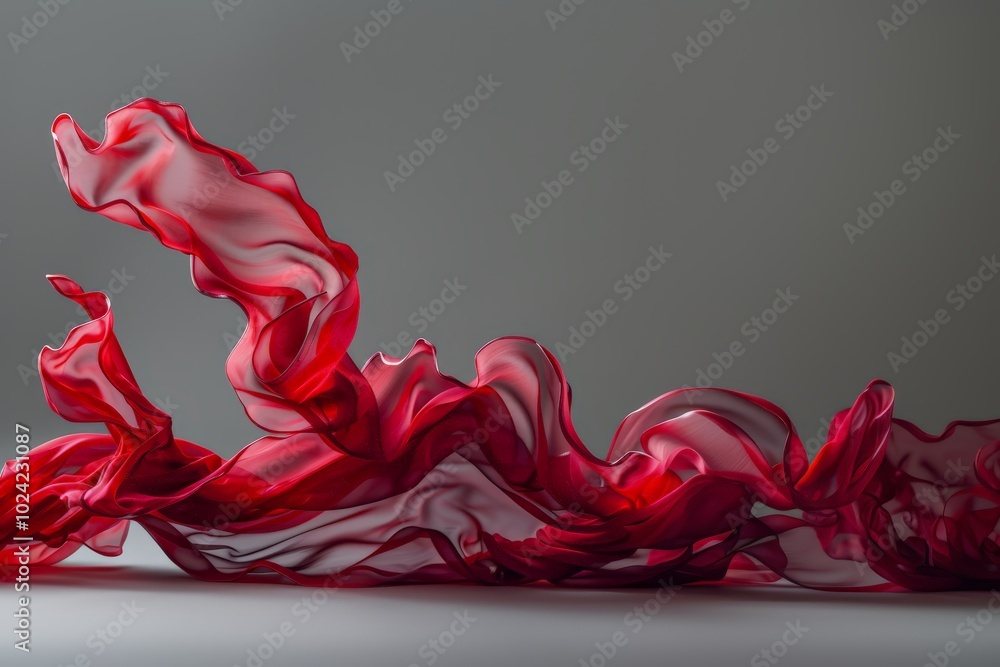 Flowing Red Fabric on Minimal Background Flowing Red Fabric on Minimal Background