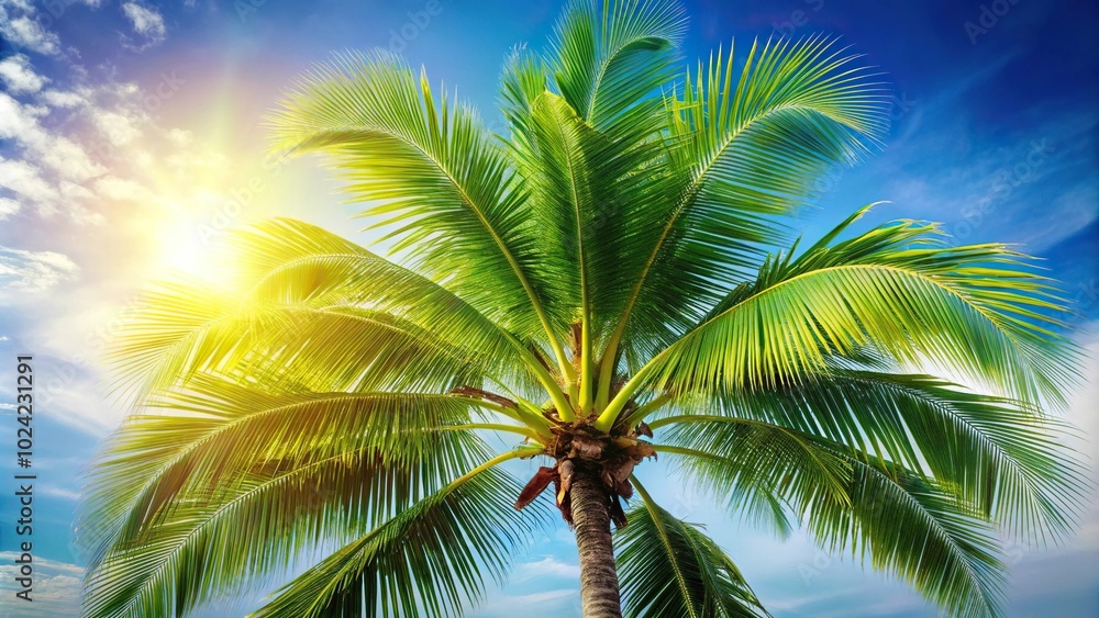 Tropical palm tree leaves background shot Tropical palm tree leaves background shot
