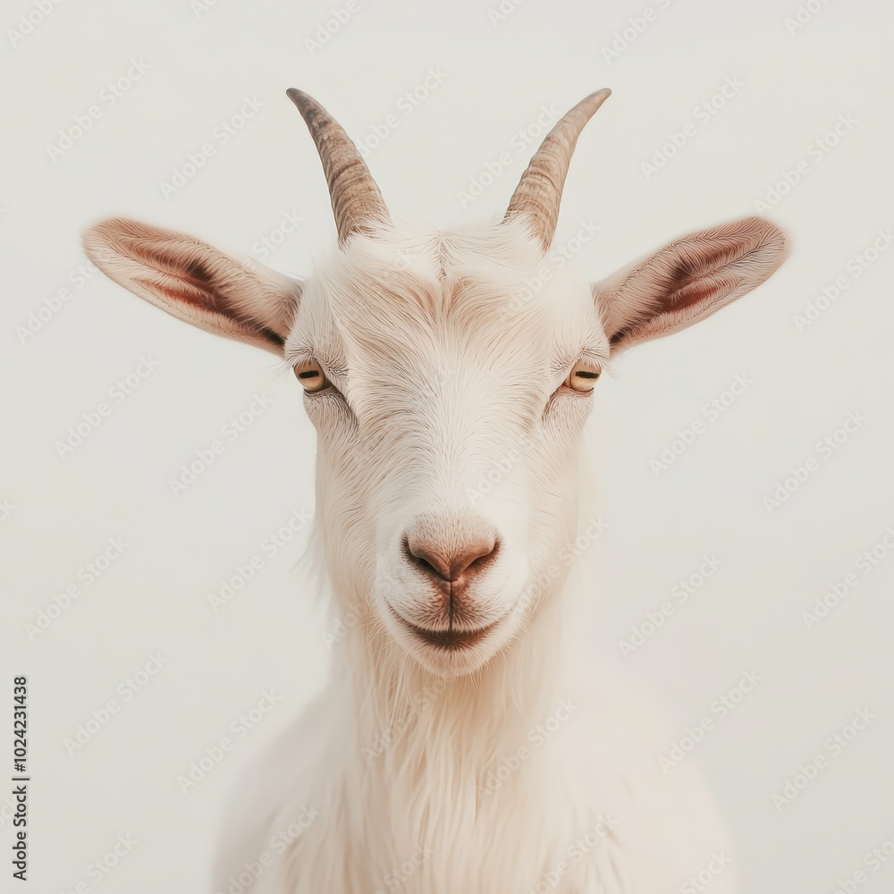 portrait of a white goat with a neutral background portrait of a white goat with a neutral background