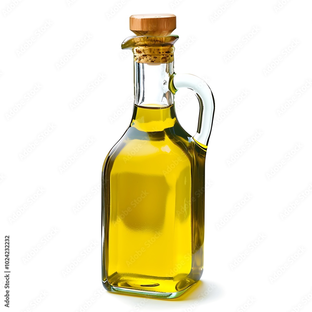 Olive oil in a bottle on white background Olive oil in a bottle on white background