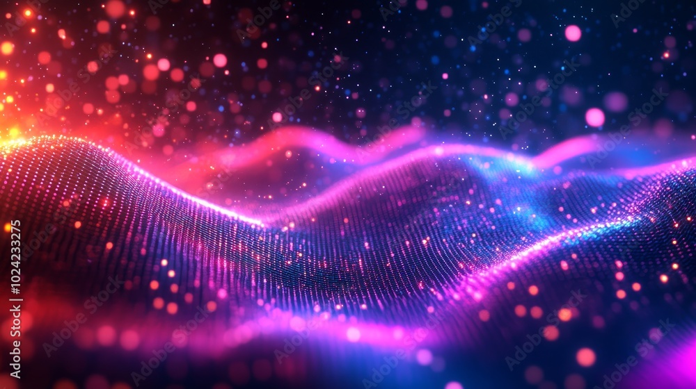 Abstract background with glowing particles and neon lights. Abstract background with glowing particles and neon lights.