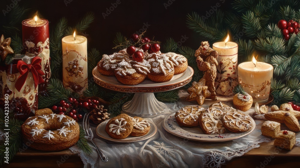 Schöne bunte Weihnachtskekse auf Tisch ausgelegt Schöne bunte Weihnachtskekse auf Tisch ausgelegt