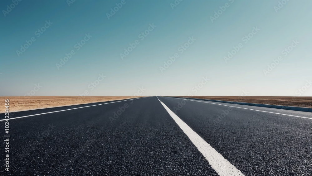 Naklejka premium Newly constructed road with fresh asphalt.