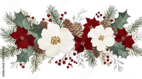 A Beautiful Arrangement of Christmas Flowers and Greenery Perfect for Holiday Decorations
