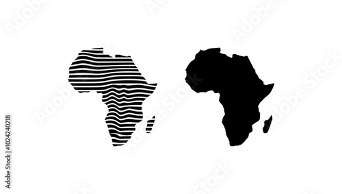 africa relief map, black isolated silhouette