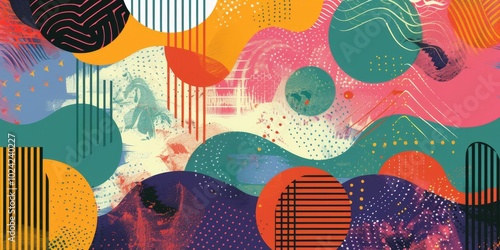 Colorful lofi design featuring abstract shapes.