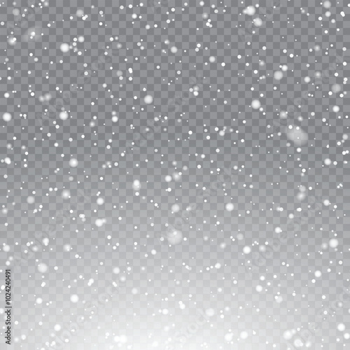 Christmas Snowflakes Falling on Transparent Background Winter Holiday Pattern Vector