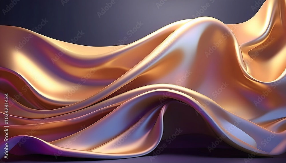 Obraz premium A luxurious golden fabric draped across a dark background, golden silk, luxurious textiles.