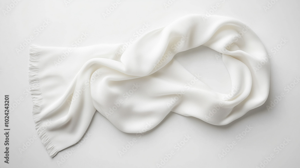 Blank white soccer scarf mockup stretched across a clean, neutral background, top view, with open space for logo or text design. Ai generated Blank white soccer scarf mockup stretched across a clean, neutral background, top view, with open space for logo or text design. Ai generated