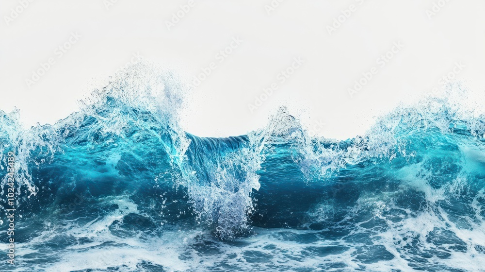 Fototapeta premium blue water wave isolated on white background