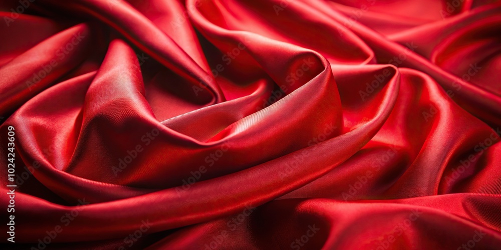 Obraz premium Vibrant red satin cloth folds in macro shot