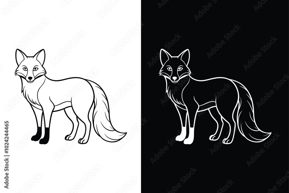 Fototapeta premium Modern Fox Icon. Minimalist Line Design for Contemporary Style