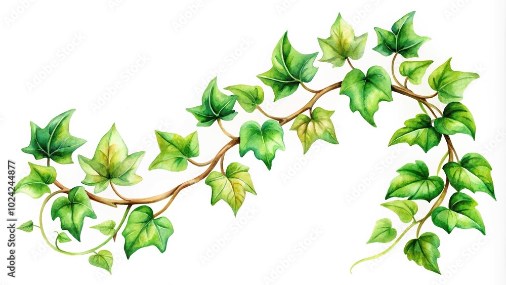 vine plant single branch watercolor clipart reflected vine plant single branch watercolor clipart reflected