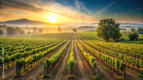 Vineyard landscape at sunrise