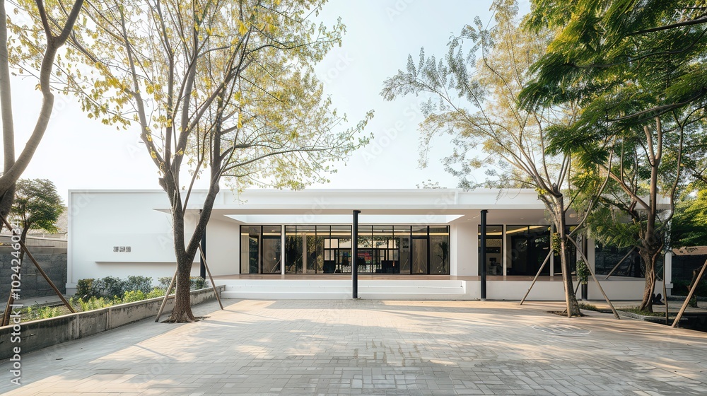 A White and Spacious Outdoor Building - a bright and inviting visual. The spacious design creates an open and airy atmosphere. A White and Spacious Outdoor Building - a bright and inviting visual. The spacious design creates an open and airy atmosphere.