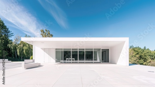 A White and Spacious Outdoor Building - a bright and inviting visual. The spacious design creates an open and airy atmosphere.