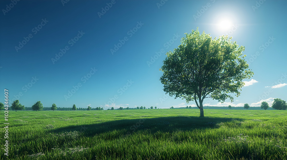 Obraz premium Summer landscape background. Field or meadow with green grass