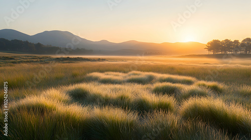 Summer landscape background. Field or meadow with green grass