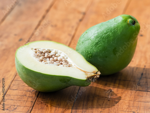 Cut Green Papaya Cross Section photo