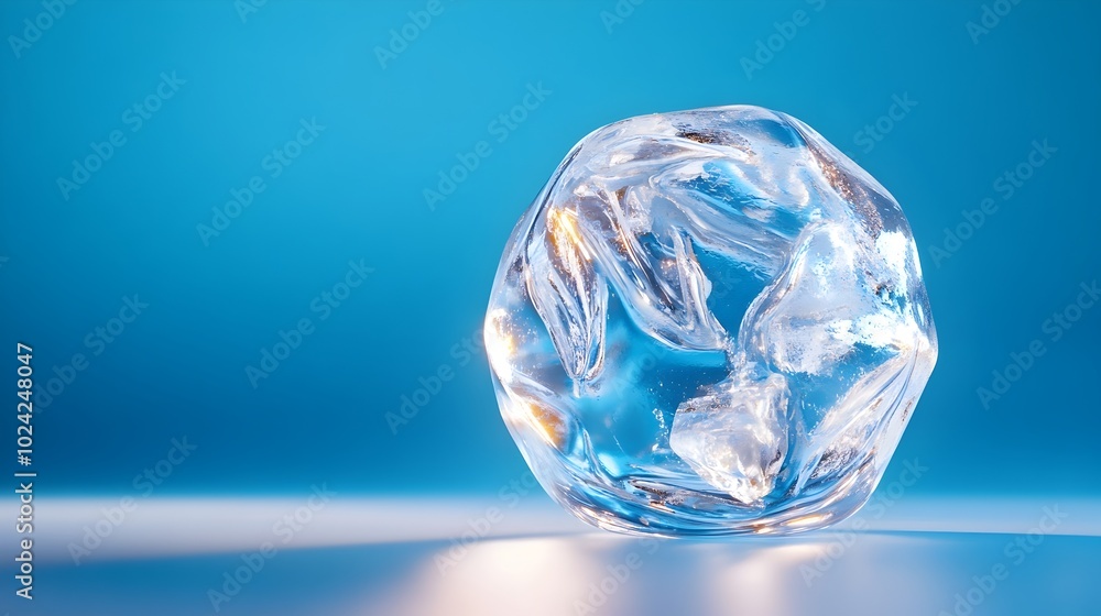 Frozen Orb of Light Encased in Solid Ice Cube with Retro-Futuristic Aesthetic Frozen Orb of Light Encased in Solid Ice Cube with Retro-Futuristic Aesthetic