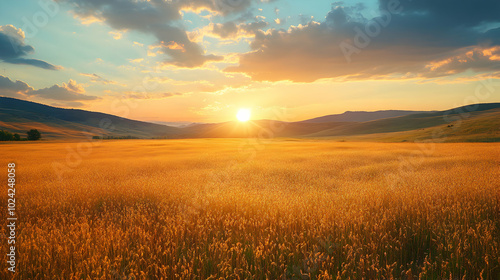 Summer landscape background. Field or meadow with green grass