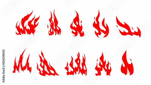 set of fire flames