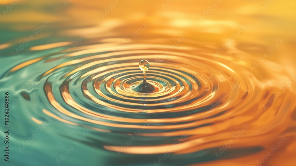 Calm Water Ripples with Soft Reflections - Serene Drop Impact Calm Water Ripples with Soft Reflections - Serene Drop Impact