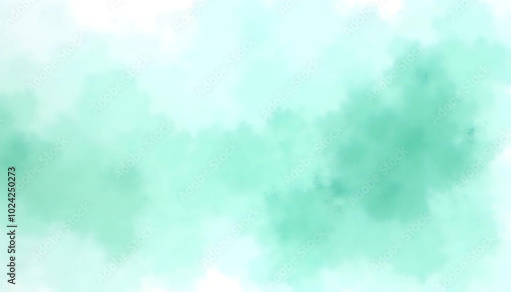 Obraz premium Soft watercolor abstract background in soothing teal tones representing tranquility and creativity