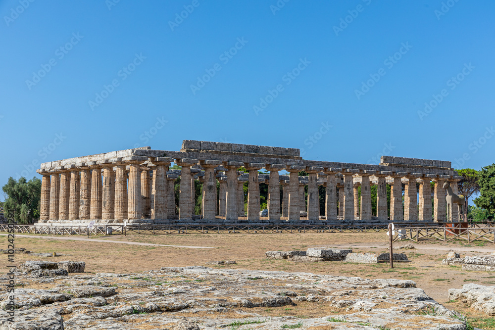 Naklejka premium Temple d'Héra, à Paestum, Italie