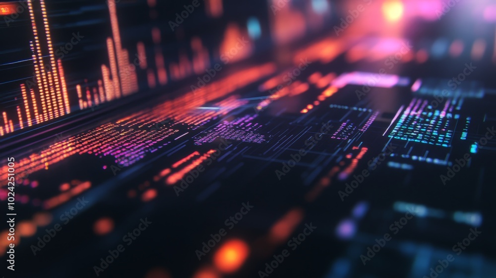 A close-up of a machine learning algorithm running on a laptop, with real-time predictions and data visualizations displayed next to lines of code. A close-up of a machine learning algorithm running on a laptop, with real-time predictions and data visualizations displayed next to lines of code.