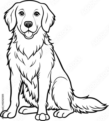 Golden Retriever dog breed animal vector line art sketch outline