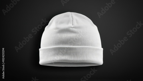 Realistic beanie mockup in soft pastel colors, featuring a standard folded brim. Ideal for apparel displays or design showcases with a focus on minimalism