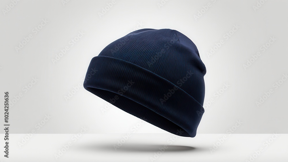Realistic beanie mockup in soft pastel colors, featuring a standard folded brim. Ideal for apparel displays or design showcases with a focus on minimalism