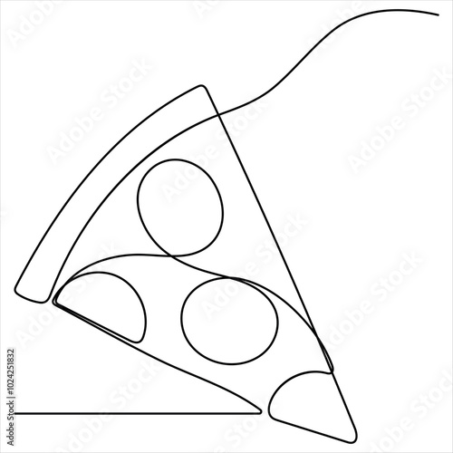 Continuous single line drawing of slice of hot pizza concept world food day vector illustration
