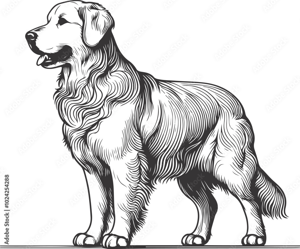 Fototapeta premium Golden Retriever vector silhouette illustration design.