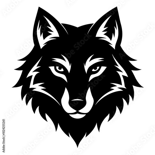Wolf howling emblem black logo vector silhouette, Wolf head silhouette Vector illustration. Wolf Vintage Logo Stock Vector.