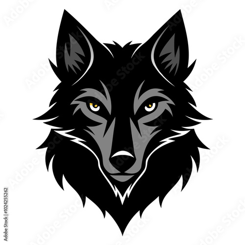 Wolf howling emblem black logo vector silhouette, Wolf head silhouette Vector illustration. Wolf Vintage Logo Stock Vector.