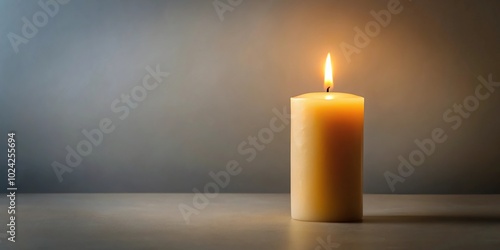 Warm lit candle symbolizing peace and serenity