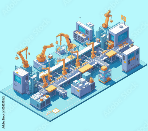 Automated Assembly Line 
Keywords: Automated, Assembly, Line, Robots, Factory, Manufacturing, Industry, Production, Technology, Engineering 
