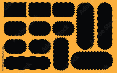 Zigzag frame. Rectangle, Oval shape frame or background with zigzag edge. zigzag shape. Rectangle shape frame with zig zag edge. Abstract Elements for Template, Stickers, Web Design and Social Media.