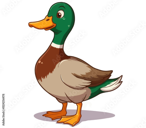 Cartoon Illustration of a Duck 
