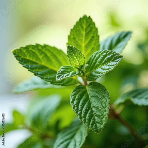 Closeup of Fresh Mint Leaves