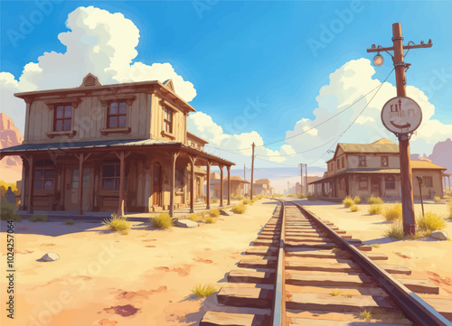 Desert Town Train Tracks  
