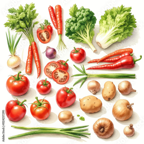 Fresh Vegetables on White Background