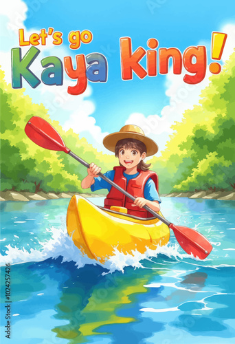 Girl Kayaking on a River 

