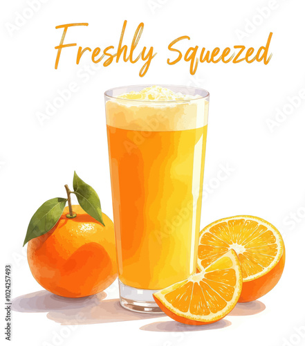 Glass of Orange Juice and Oranges