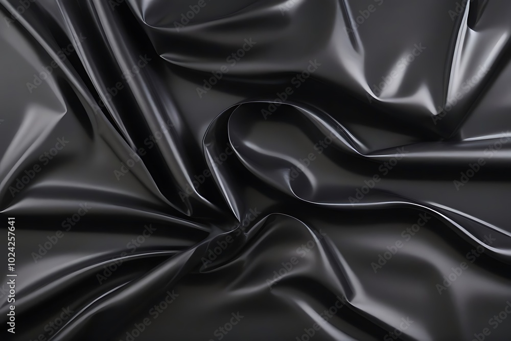 Fototapeta premium Smooth black fabric with elegant folds and creases