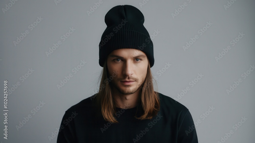 Clean beanie mockup, featuring a simple, classic shape with a fold-over brim. Great for product mockups, fashion branding, or minimalist design projects Clean beanie mockup, featuring a simple, classic shape with a fold-over brim. Great for product mockups, fashion branding, or minimalist design projects