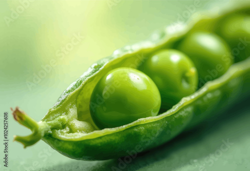 Green Peas in Pod Close-up  
